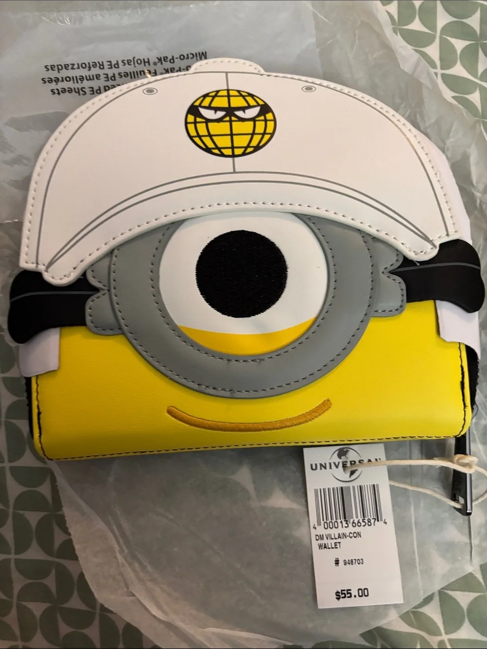 Universal Studios Yellow Minion Lounge Fly Wallet with White Cap Detail